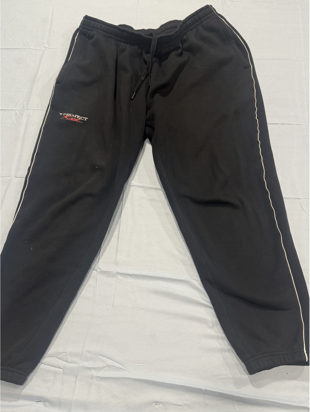 Project XL Black Jogger Sweatpants with White Piping, Size XL